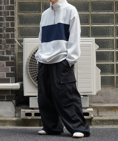 Confirm（コンファーム）の「ビッグシルエット 裏起毛 切替 ハーフジッププルオーバースウェット【Confirm】（スウェット・メンズ・ネイビー/チャコールグレー/杢グレー・M/L）」の5枚目の写真