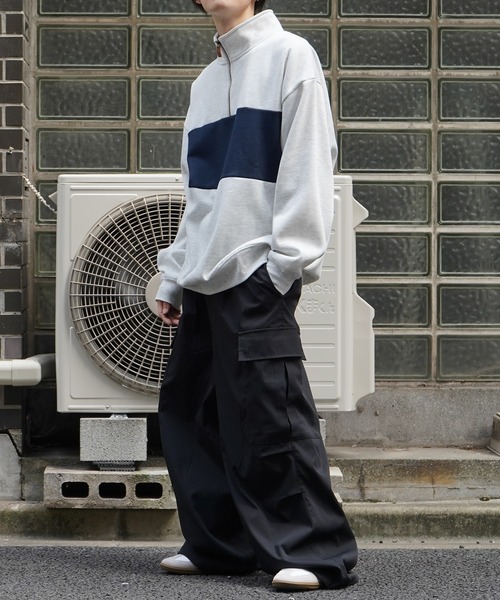 Confirm（コンファーム）の「ビッグシルエット 裏起毛 切替 ハーフジッププルオーバースウェット【Confirm】（スウェット・メンズ・ネイビー/チャコールグレー/杢グレー・M/L）」の6枚目の写真