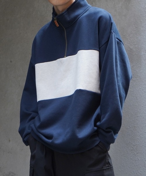 Confirm（コンファーム）の「ビッグシルエット 裏起毛 切替 ハーフジッププルオーバースウェット【Confirm】（スウェット・メンズ・ネイビー/チャコールグレー/杢グレー・M/L）」の19枚目の写真