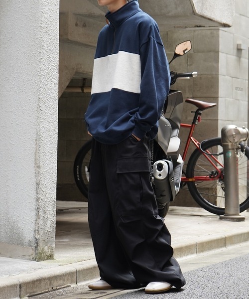 Confirm（コンファーム）の「ビッグシルエット 裏起毛 切替 ハーフジッププルオーバースウェット【Confirm】（スウェット・メンズ・ネイビー/チャコールグレー/杢グレー・M/L）」の14枚目の写真