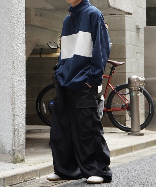 Confirm（コンファーム）の「ビッグシルエット 裏起毛 切替 ハーフジッププルオーバースウェット【Confirm】（スウェット・メンズ・ネイビー/チャコールグレー/杢グレー・M/L）」の15枚目の写真