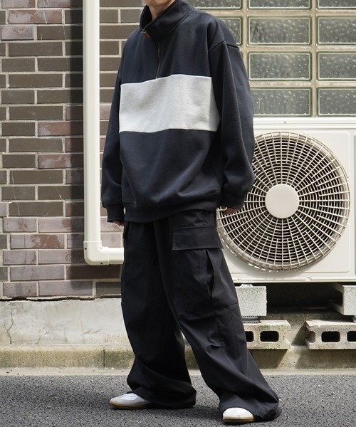 Confirm（コンファーム）の「ビッグシルエット 裏起毛 切替 ハーフジッププルオーバースウェット【Confirm】（スウェット・メンズ・ネイビー/チャコールグレー/杢グレー・M/L）」の22枚目の写真