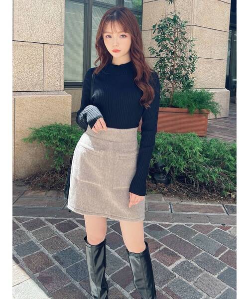 RESEXXY（リゼクシー）の「ラグランベーシックニット（ニット/セーター・レディース・ブルー/ブラック/アイボリー/オレンジ・FREE）」の7枚目の写真