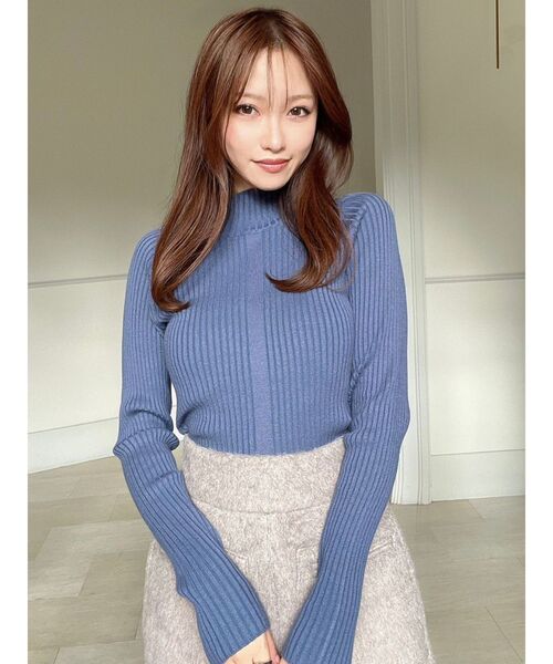 RESEXXY（リゼクシー）の「ラグランベーシックニット（ニット/セーター・レディース・ブルー/ブラック/アイボリー/オレンジ・FREE）」の9枚目の写真