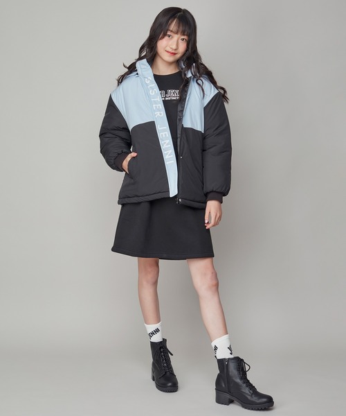 SISTER JENNI(SISTER JENNI)の「【フード取り外し可能】【はっ水加工】バイカラー中綿コート(その他アウター・キッズ・サックスブルー/ラベンダー・130cm/150cm/160cm/140cm)」の3枚目の写真