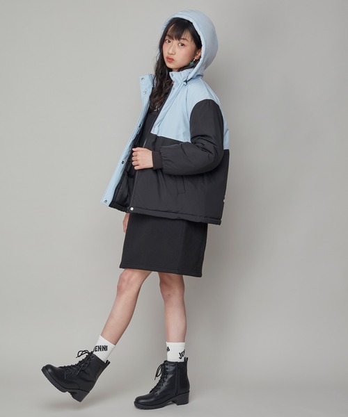 SISTER JENNI(SISTER JENNI)の「【フード取り外し可能】【はっ水加工】バイカラー中綿コート(その他アウター・キッズ・サックスブルー/ラベンダー・130cm/150cm/160cm/140cm)」の8枚目の写真