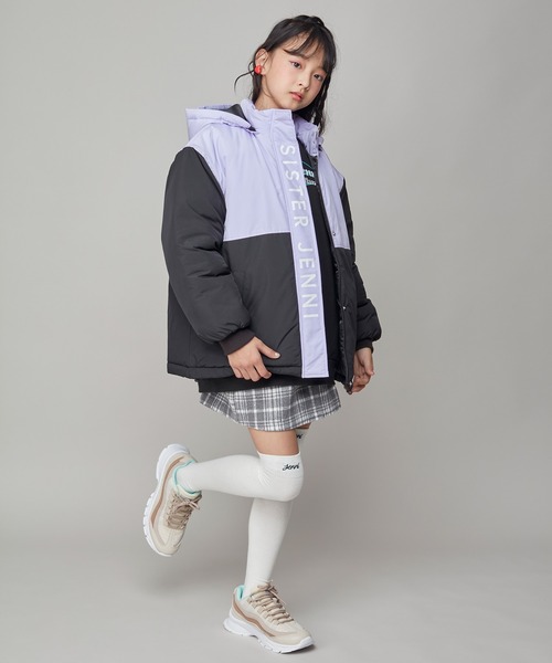 SISTER JENNI(SISTER JENNI)の「【フード取り外し可能】【はっ水加工】バイカラー中綿コート(その他アウター・キッズ・サックスブルー/ラベンダー・130cm/150cm/160cm/140cm)」の12枚目の写真