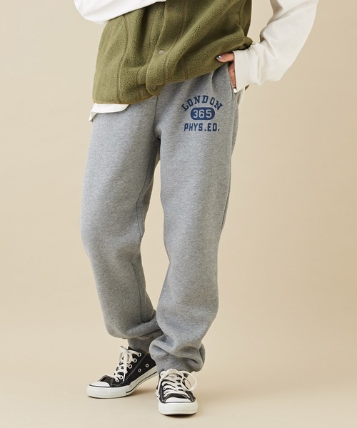 CUBE SUGAR（キューブシュガー）の「CVC裏毛裏起毛ロゴプリントスウェットパンツ（スウェットパンツ・レディース・ネイビー/グリーン/オートミール/トップグレー・M）」の2枚目の写真