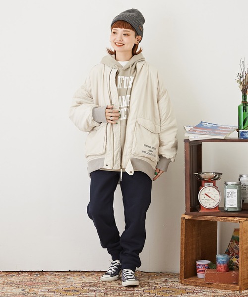 CUBE SUGAR（キューブシュガー）の「CVC裏毛裏起毛ロゴプリントスウェットパンツ（スウェットパンツ・レディース・ネイビー/グリーン/オートミール/トップグレー・M）」の8枚目の写真