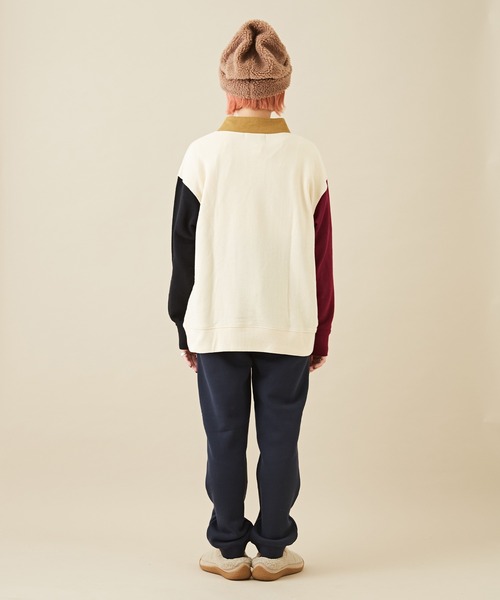 CUBE SUGAR（キューブシュガー）の「CVC裏毛裏起毛ロゴプリントスウェットパンツ（スウェットパンツ・レディース・ネイビー/グリーン/オートミール/トップグレー・M）」の11枚目の写真