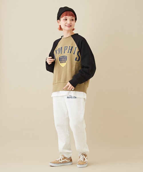 CUBE SUGAR（キューブシュガー）の「CVC裏毛裏起毛ロゴプリントスウェットパンツ（スウェットパンツ・レディース・ネイビー/グリーン/オートミール/トップグレー・M）」の13枚目の写真