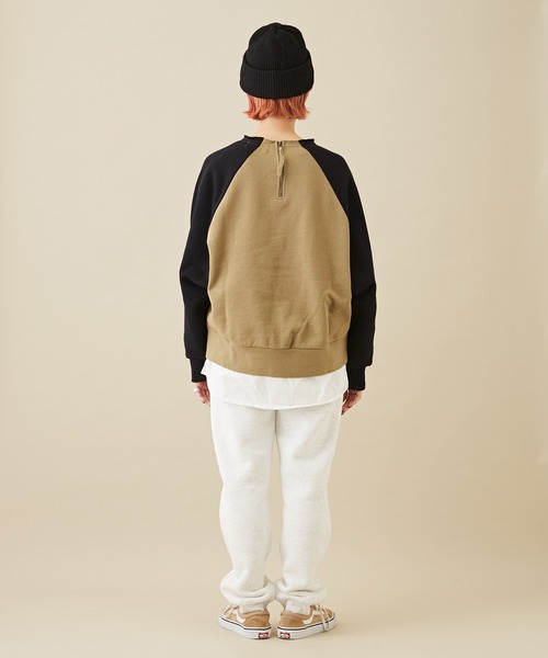 CUBE SUGAR（キューブシュガー）の「CVC裏毛裏起毛ロゴプリントスウェットパンツ（スウェットパンツ・レディース・ネイビー/グリーン/オートミール/トップグレー・M）」の15枚目の写真