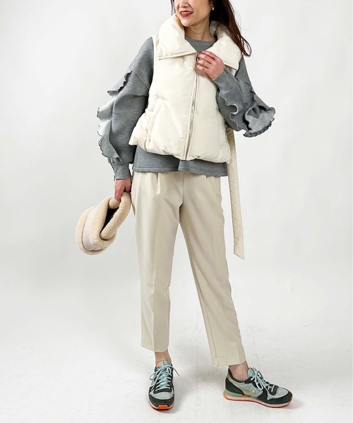 PICCIN(ピッチン)の「【WEB限定】ショートファイバーベスト(ダウンベスト・レディース・ブラック/アイボリー・M)」の22枚目の写真