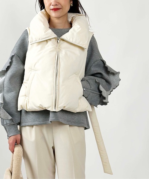 PICCIN(ピッチン)の「【WEB限定】ショートファイバーベスト(ダウンベスト・レディース・ブラック/アイボリー・M)」の21枚目の写真