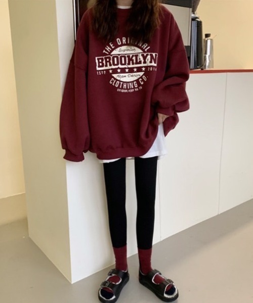 wears(ウェアーズ)の「BROOKLYNフロントロゴスウェット(スウェット・レディース・チャコールグレー/ワインレッド/グレー・FREE)」の6枚目の写真