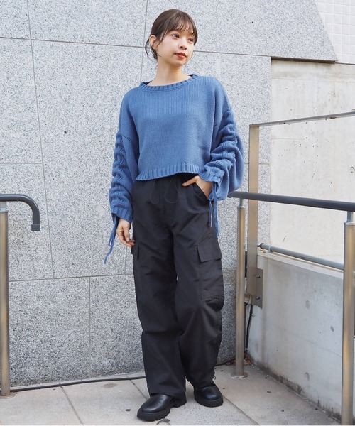 tiptop(ティップトップ)の「袖ドロストショート丈ニットプルオーバー(ニット/セーター・レディース・ブルー/オフホワイト/チャコールグレー/A/ピンク/イエロー・FREE)」の18枚目の写真