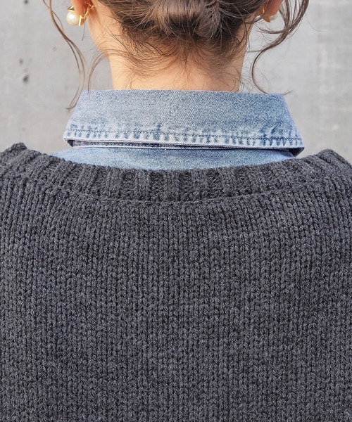 tiptop(ティップトップ)の「袖ドロストショート丈ニットプルオーバー(ニット/セーター・レディース・ブルー/オフホワイト/チャコールグレー/A/ピンク/イエロー・FREE)」の12枚目の写真