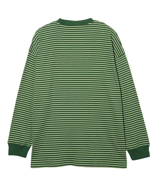 X-girl(エックスガール)の「STRIPED LOOSE FIT TOP(Tシャツ/カットソー・レディース・ブラック/ブラウン/グリーン・M/S)」の4枚目の写真
