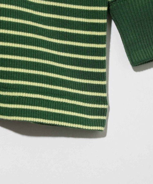 X-girl(エックスガール)の「STRIPED LOOSE FIT TOP(Tシャツ/カットソー・レディース・ブラック/ブラウン/グリーン・M/S)」の7枚目の写真