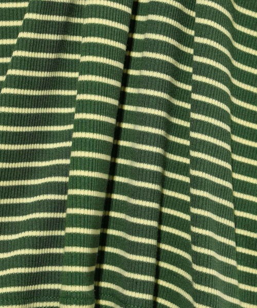 X-girl(エックスガール)の「STRIPED LOOSE FIT TOP(Tシャツ/カットソー・レディース・ブラック/ブラウン/グリーン・M/S)」の9枚目の写真