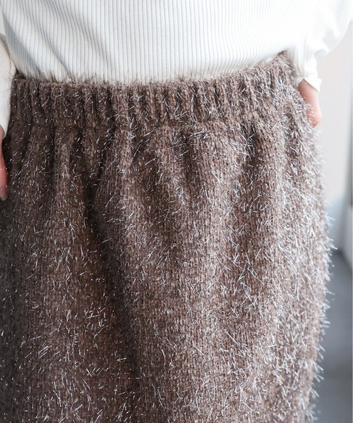 LAC-VERT(ラック・ヴェール)の「ラメボンディングロングスカート(スカート・レディース・ブラック/モカ・FREE)」の5枚目の写真