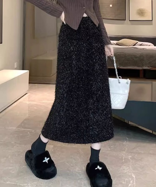 LAC-VERT(ラック・ヴェール)の「ラメボンディングロングスカート(スカート・レディース・ブラック/モカ・FREE)」の16枚目の写真