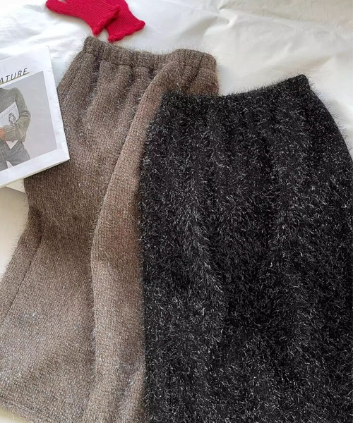 LAC-VERT(ラック・ヴェール)の「ラメボンディングロングスカート(スカート・レディース・ブラック/モカ・FREE)」の9枚目の写真