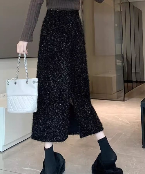 LAC-VERT(ラック・ヴェール)の「ラメボンディングロングスカート(スカート・レディース・ブラック/モカ・FREE)」の7枚目の写真
