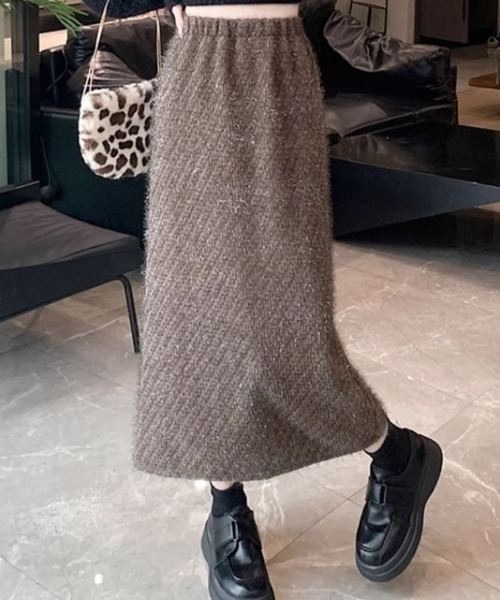 LAC-VERT(ラック・ヴェール)の「ラメボンディングロングスカート(スカート・レディース・ブラック/モカ・FREE)」の8枚目の写真