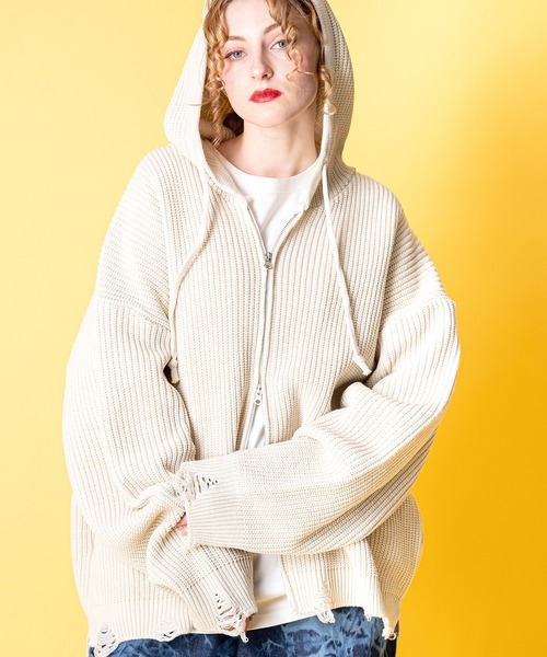 ankoROCK(アンコロック)の「a.p.o.v. -ankoROCK's select-ダメージニットオーバーサイズジップアップパーカー(パーカー・メンズ・B/A・ONE SIZE)」の2枚目の写真