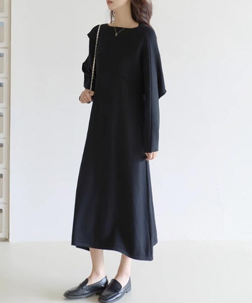 COCOMOMO（ココモモ）の「カシュクールニット＆キャミワンピース 2点セット（ワンピース・レディース・ブラック/ダークブラウン/アイボリー・FREE）」の13枚目の写真