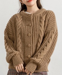 DAY CLOSET | レディース 長袖ぷっくりケーブル編みニットカーディガン(ニット/セーター)