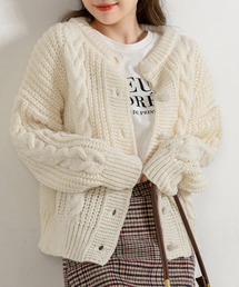 DAY CLOSET（デイ クローゼット）の「レディース 長袖ぷっくりケーブル編みニットカーディガン（ニット/セーター・レディース）」