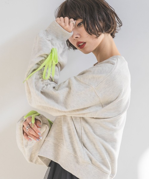 PAGEBOY（ページボーイ）の「ドロストスリーブショートスウェット（スウェット・レディース・チャコールグレー/オートミール・FREE）」の10枚目の写真