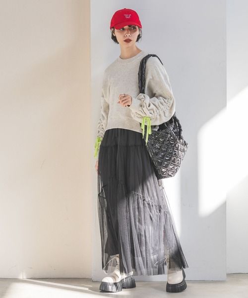 PAGEBOY（ページボーイ）の「ドロストスリーブショートスウェット（スウェット・レディース・チャコールグレー/オートミール・FREE）」の13枚目の写真