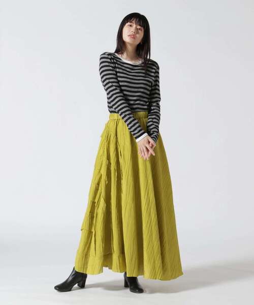 AULA（アウラ）の「AULA/アウラ/Peace Work Long Skirt（スカート・レディース・イエロー/ブラック・F）」の19枚目の写真