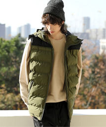 day and grade☆黒 ダウンベスト フード付き ロング丈 Day and Grade（デイアンドグレイド）の「ロングダウン風ベスト