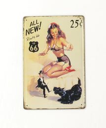 2AM（ツーエイエム）の「317 ANTIQUE METAL EMBOSS PLATE　<  ALL　NEW ROUTE66  >　/　アンティークプレート　/　看板（その他雑貨）」