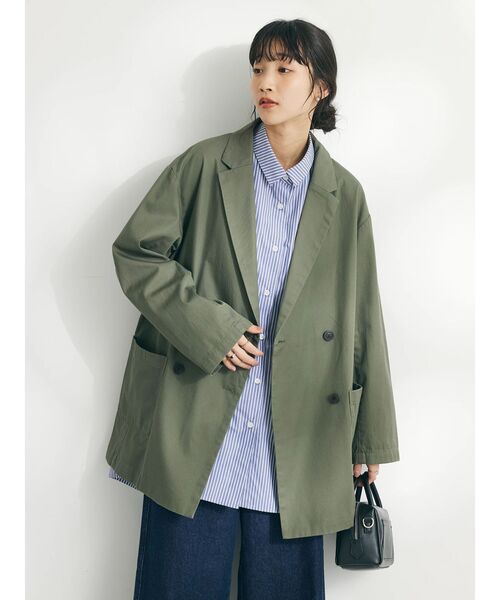 CRAFT STANDARD BOUTIQUE(クラフトスタンダードブティック)の「コットンギャバジンWテーラードジャケット(テーラードジャケット・レディース・ネイビー/ベージュ/カーキ・FREE)」の19枚目の写真