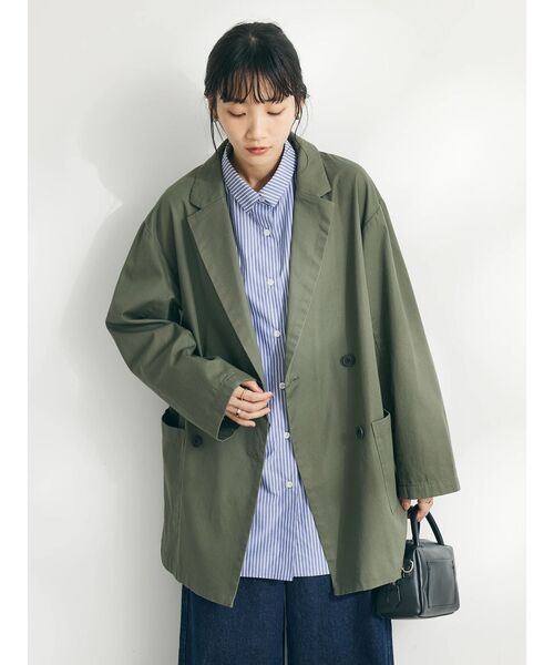 CRAFT STANDARD BOUTIQUE(クラフトスタンダードブティック)の「コットンギャバジンWテーラードジャケット(テーラードジャケット・レディース・ネイビー/ベージュ/カーキ・FREE)」の13枚目の写真