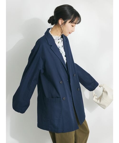 CRAFT STANDARD BOUTIQUE(クラフトスタンダードブティック)の「コットンギャバジンWテーラードジャケット(テーラードジャケット・レディース・ネイビー/ベージュ/カーキ・FREE)」の14枚目の写真