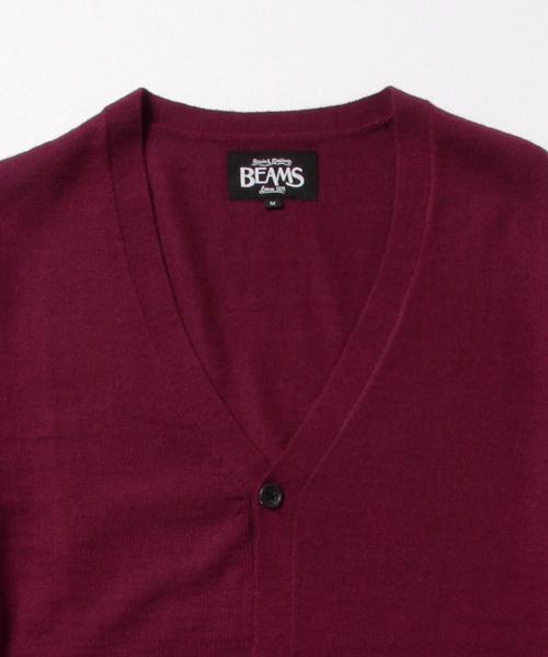 BEAMS(ビームス)の「◆BEAMS / ウール×アクリル Vネック カーディガン/(カーディガン/ボレロ・メンズ・ブラック/ブラウン系その他/ワイン/ネイビー・X-LARGE/SMALL/MEDIUM/LARGE)」の7枚目の写真