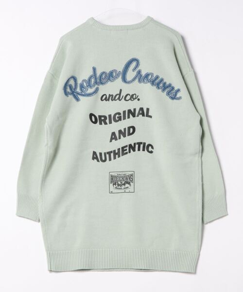 RODEO CROWNS WIDE BOWL(ロデオクラウンズワイドボウル)の「デニムロゴ ニット ワンピース(ワンピース・レディース・グレー×ホワイト/ミント/チャコールグレー・FREE)」の4枚目の写真