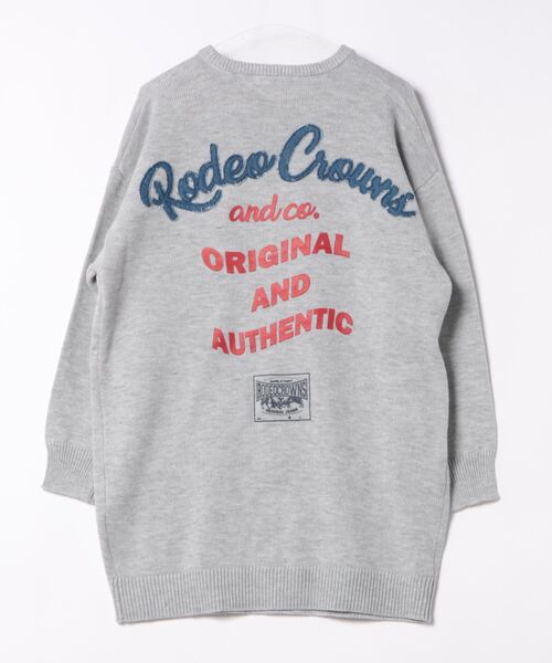 RODEO CROWNS WIDE BOWL(ロデオクラウンズワイドボウル)の「デニムロゴ ニット ワンピース(ワンピース・レディース・グレー×ホワイト/ミント/チャコールグレー・FREE)」の5枚目の写真