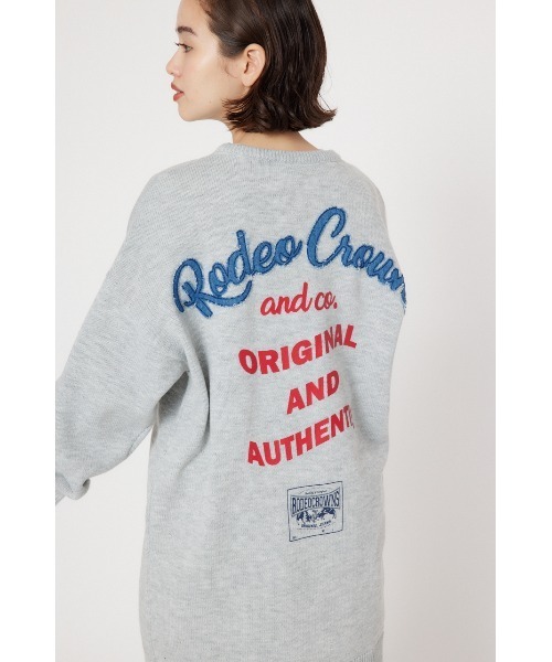 RODEO CROWNS WIDE BOWL(ロデオクラウンズワイドボウル)の「デニムロゴ ニット ワンピース(ワンピース・レディース・グレー×ホワイト/ミント/チャコールグレー・FREE)」の11枚目の写真