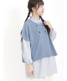 Samansa Mos2 | ダブル釦ニットポンチョベスト(ベスト)