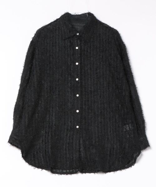 Miscere(ミスケーレ)の「☆ 起毛素材 レギュラーカラーシャツ Y1431(シャツ/ブラウス・レディース・ブラック/アイボリー・FREE)」の2枚目の写真