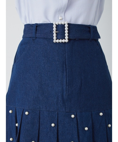 Ank Rouge(アンクルージュ)の「パールプリーツデニムスカート(スカート・レディース・ブラック/ネイビー/ブルー・M)」の12枚目の写真