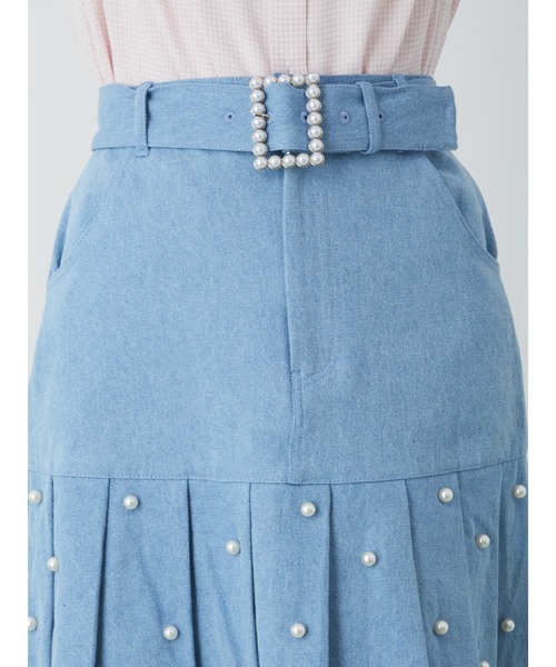 Ank Rouge(アンクルージュ)の「パールプリーツデニムスカート(スカート・レディース・ブラック/ネイビー/ブルー・M)」の15枚目の写真