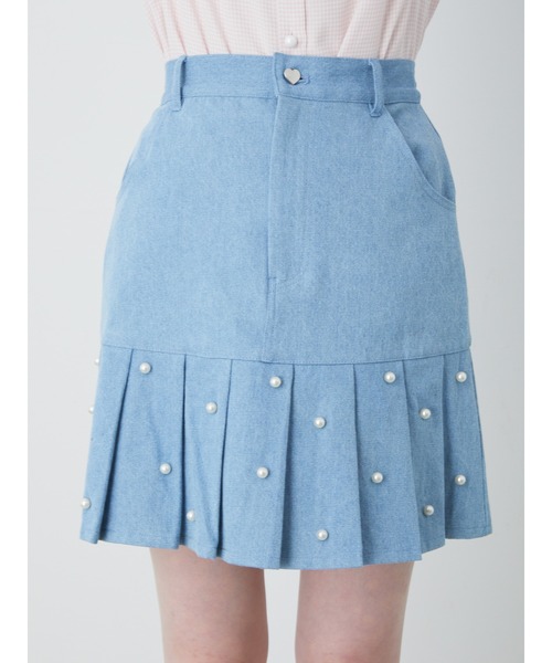 Ank Rouge(アンクルージュ)の「パールプリーツデニムスカート(スカート・レディース・ブラック/ネイビー/ブルー・M)」の16枚目の写真